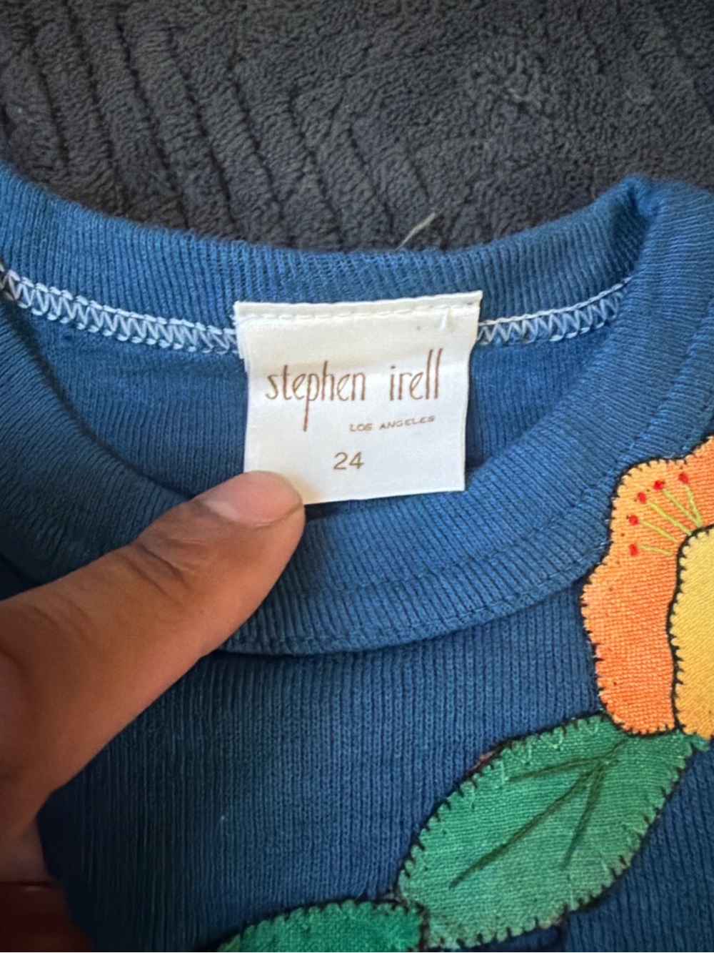 Vintage Stephen Irell Los Angeles Toddler Floral Appliqué Lounge Set 24M - Picture 2 of 3